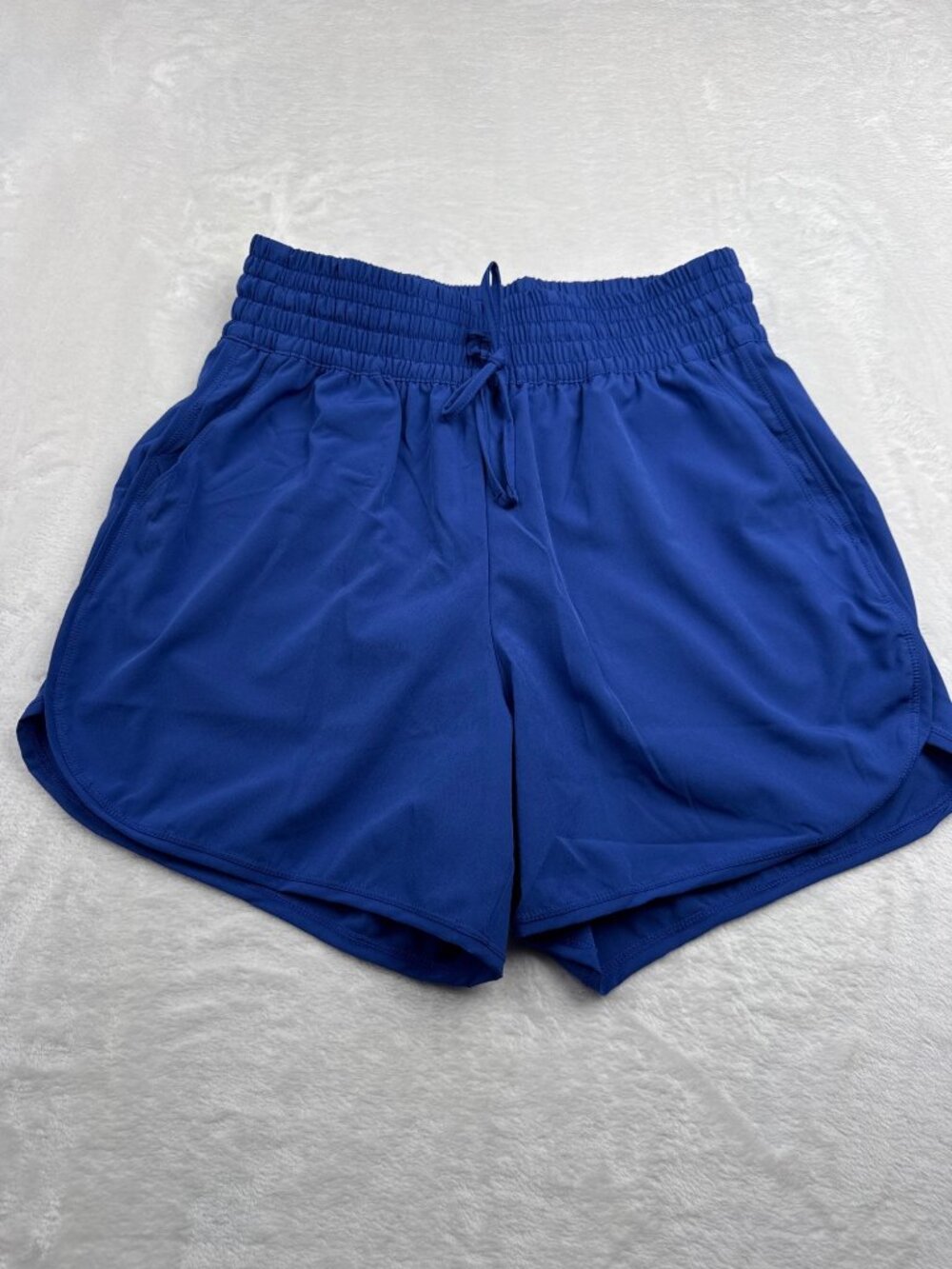 Lands End Womens Blue Swim Shorts Size M Elastic Waist Drawstring Pockets